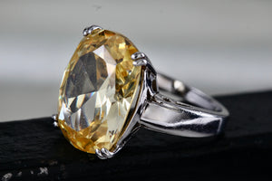 Sterling Silver Large Oval Cushion Cut Citrine Cocktail Ring Size 8