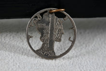 Load image into Gallery viewer, Handmade 1940&#39;s Silver American Mercury Dime 10 Cents Detailed Carved Pendant
