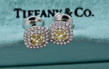 Load image into Gallery viewer, Tiffany &amp; Co. 18Kt. White Gold Platinum Soleste Cushion Cut Diamond Earrings
