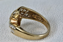 Load image into Gallery viewer, Sterling Silver Vermeil CZ Diamonds Fancy Cocktail Ring Size 8 Signed
