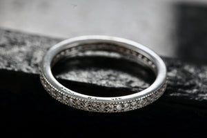 Sterling Silver Eternity Narrow CZ Diamonds Stacking Ring Size 7 Signed EJI