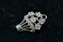 Load image into Gallery viewer, Sterling Silver Flower Bouquet Pink Sapphire Charm Pendant
