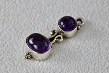 Load image into Gallery viewer, Sterling Silver Oval Circle Double Purple Amethysts Pendant
