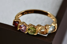Load image into Gallery viewer, Sterling Silver Vermeil Multi Gemstone Ring Size 7 Signed

