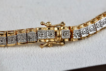 Load image into Gallery viewer, Vermeil Sterling Silver Diamond Etched Link 8.5&quot; Tennis Bracelet Signed
