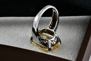 Sterling Silver Large Oval Cushion Cut Citrine Cocktail Ring Size 8