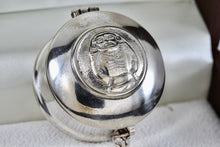 Load image into Gallery viewer, Vintage Silver Mexico ALPACA Mayan Indian Warrior Round Pill Box Trinket

