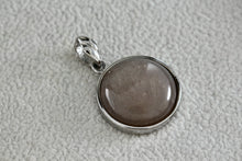 Load image into Gallery viewer, Sterling Silver Round Circle Pink Gray Moon Stone Charm Pendant
