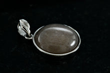 Load image into Gallery viewer, Sterling Silver Round Circle Pink Gray Moon Stone Charm Pendant
