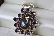 Load image into Gallery viewer, Sterling Silver Purple Gemstone Heavy Medallion Handmade Pendant
