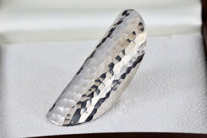 Sterling Silver Long Hammered Ring Size 7.5 Signed BL