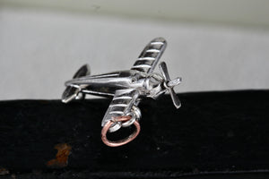 Vintage Carl Art Sterling Silver Airplane Charm Pendant Signed "CA Sterling"