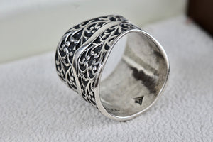Sterling Silver ISRAEL Eternal Tree Extra Extra Wide Bade Ring Size 8.5