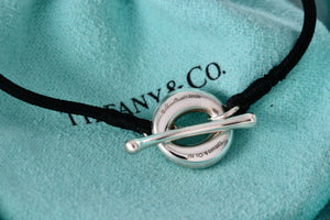 Tiffany & Co. Elsa Peretti Sevillana Silver Silk Cord Toggle 6.75" Bracelet