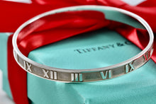 Load image into Gallery viewer, Tiffany &amp; Co. Atlas Sterling Silver Roman Numeral Bangle Small Bracelet
