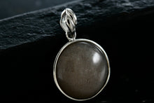 Load image into Gallery viewer, Sterling Silver Round Circle Pink Gray Moon Stone Charm Pendant
