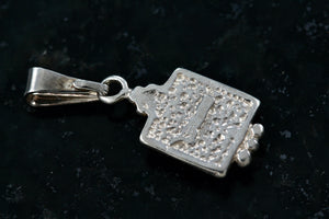 Sterling Silver Opal Bead Square Charm Pendant