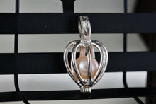 Load image into Gallery viewer, Sterling Silver LUCAS LAMETH Heart Caged Pearl Ball Charm Pendant
