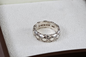 Lori Bonn Sterling Silver Rope Quilt Wide Band Ring Size 8