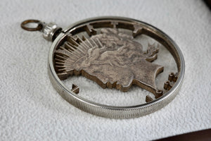 Silver Handmade 1922 American Morgan Dollar Detailed Carved Pendant