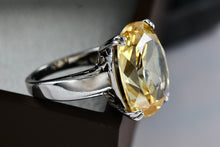 Load image into Gallery viewer, Sterling Silver Large Oval Cushion Cut Citrine Cocktail Ring Size 8
