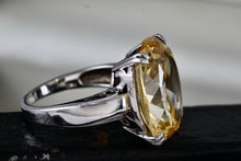 Load image into Gallery viewer, Sterling Silver Large Oval Cushion Cut Citrine Cocktail Ring Size 8

