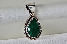 Load image into Gallery viewer, Sterling Silver Small Teardrop Malachite Handmade Pendant
