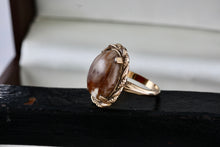 Load image into Gallery viewer, Vintage Handmade Sterling Silver 10KT. Gold Filled Oval Brown Agate Ring Size 7.5
