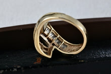 Load image into Gallery viewer, Sterling Silver Vermeil CZ Diamonds Fancy Cocktail Ring Size 8 Signed
