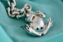 Load image into Gallery viewer, Tiffany &amp; Co. Nature Vintage Silver Green Black Enamel Frog Pendant Keychain
