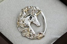 Load image into Gallery viewer, Gorham Sterling Silver Unicorn Floral Design Pendant
