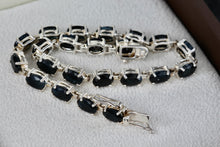 Load image into Gallery viewer, Sterling Silver Oval Blue Spinel Link 8&quot; Tennis Bracelet
