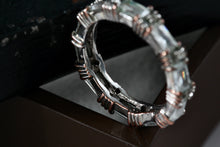 Load image into Gallery viewer, Sterling Silver CZ Diamond Emerald Cut Eternity Band Ring Size 7
