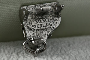 MEM Sterling Silver Black White Enamel Grand Piano Charm Pendant RARE