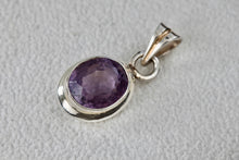 Load image into Gallery viewer, Sterling Silver Oval Cut Purple Amethyst Pendant
