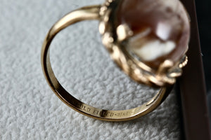 Vintage Handmade Sterling Silver 10KT. Gold Filled Oval Brown Agate Ring Size 7.5