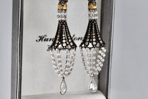 Sevan Bicakci 18Kt. Oxidized Gold Platinum Diamond Pearl Chandelier Drop Great Gatsby Earrings