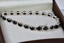 Load image into Gallery viewer, Sterling Silver Oval Blue Spinel Link 8&quot; Tennis Bracelet
