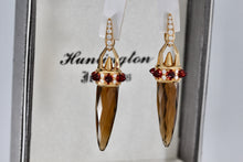 Load image into Gallery viewer, Stephen Webster 18Kt. Gold Smokey Topaz &amp; Garnet &quot;Russian Roulette&quot; Bullet Drop Earrings
