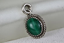 Load image into Gallery viewer, Sterling Silver Small Oval Malachite Handmade Pendant Signed MRB
