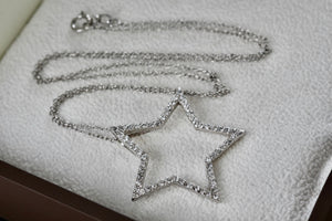 Sterling Silver Star CZ Diamond Pendant 18" Necklace