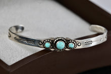 Load image into Gallery viewer, Bell Trading Post Native American Silver Turquoise Bead &quot;Child Size&quot; Cuff Bracelet
