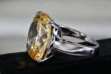 Load image into Gallery viewer, Sterling Silver Large Oval Cushion Cut Citrine Cocktail Ring Size 8
