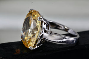 Sterling Silver Large Oval Cushion Cut Citrine Cocktail Ring Size 8