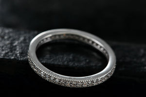 Sterling Silver Eternity Narrow CZ Diamonds Stacking Ring Size 7 Signed EJI