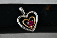 Load image into Gallery viewer, Sterling Silver Pink Tourmaline Vermeil Heart Charm Pendant
