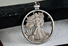 Load image into Gallery viewer, Handmade 1941 American Liberty Half Dollar Detailed Carved Pendant
