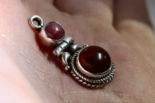 Load image into Gallery viewer, Sterling Silver Red Jasper Pink Rhodonite Double Bead Hinge Hand Made Pendant
