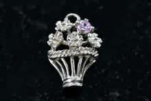 Load image into Gallery viewer, Sterling Silver Flower Bouquet Pink Sapphire Charm Pendant
