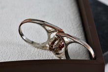 Load image into Gallery viewer, Vintage Silverplate Reversible CZ Ruby Diamonds Costume Ring Size 5
